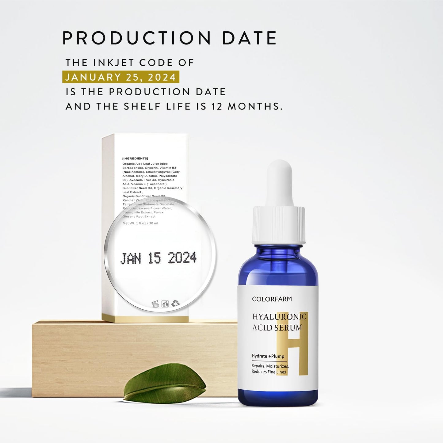 Colorfarm Niacinamide Serum for Face: Hydrating Skin with Hyaluronic Acid - Tightening for Glow Skin 1 Fl Oz